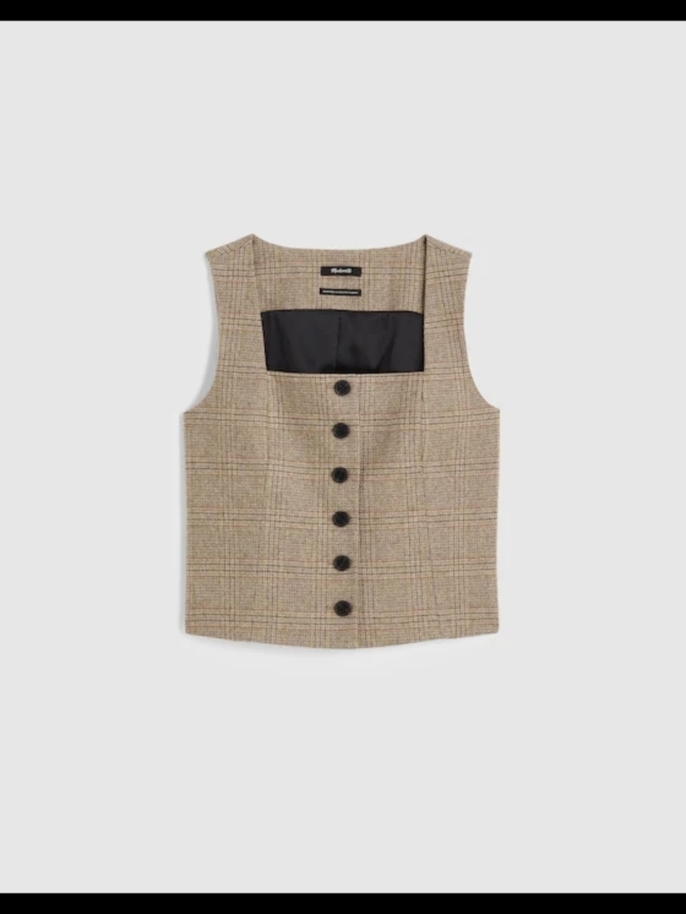 NWT Madewell Tan Plaid Vest Top - Picture 3 of 3